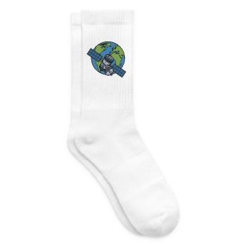 Satellit Orbit Erde Weltraum Sci-Fi Vektor Shirt - Tennissocken - Weiß - Rechts