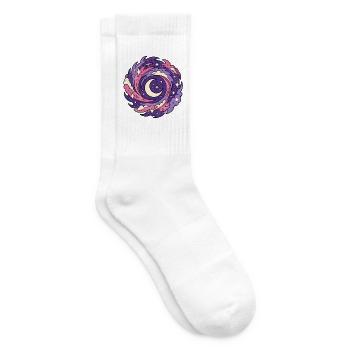 Galaxie Sichelmond Sterne Weltraum Vektor Shirt - Tennissocken - Weiß - Rechts