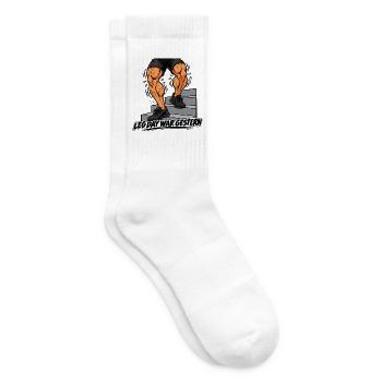 Fitness Herren Outfit- Leg day - Lustiges Gym Bild - Tennissocken - Weiß - Rechts