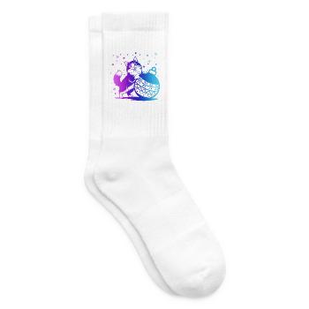 Kätzchen in einem Winter-Kugelverlauf - Tennissocken - Weiß - Rechts