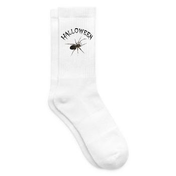 Halloween Spinne - Schriftzug im Grusel-Look - Tennissocken - Weiß - Rechts