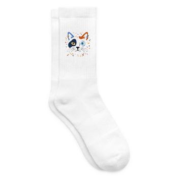 Katze Abstrakt Kunst Modern Katzenliebe T-Shirt - Tennissocken - Weiß - Rechts