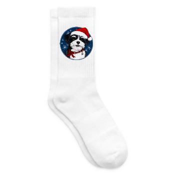 Hund Weihnachtsmann - Tennissocken - Weiß - Rechts