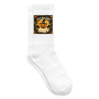 Süßes oder Saures Halloween-Kürbis - Tennissocken - Weiß - Rechts