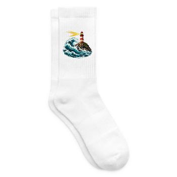 Leuchtturm über einer schwingenden Welle - Tennissocken - Weiß - Rechts