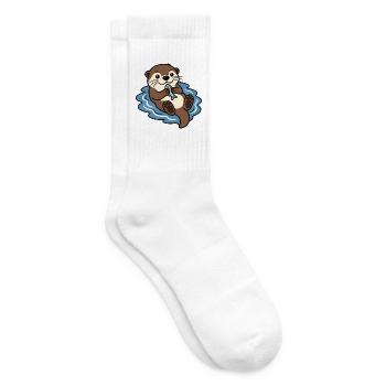 Otter Fisch Wasser Niedlich Tier Vektor Shirt - Tennissocken - Weiß - Rechts