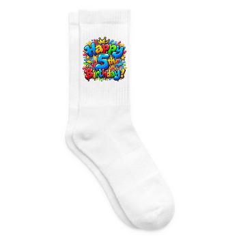 Herzlichen Glückwunsch zum 5. Geburtstag Graffiti: 5 Jahre, die der Hammer sind! - Tennissocken - Weiß - Rechts