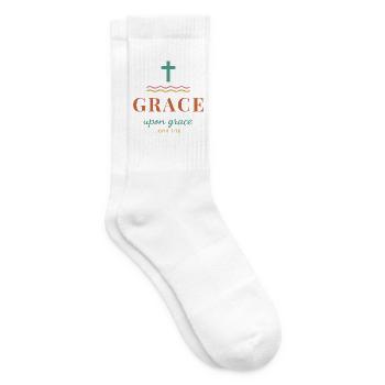 Grace Upon Grace – John 1:16 Christian - Tennissocken - Weiß - Rechts