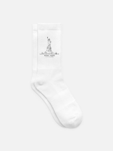 Statue of Liberty New York Line Kunst - Tennissocken - Weiß