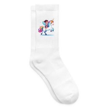 Kawaii Mädchen auf Einhorn Reiten Süßes T-Shirt - Tennissocken - Weiß - Rechts