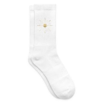 Golden Eye Wheel Ray Pattern - Tennis socks - white - Right