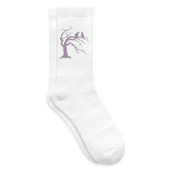 Toter baum mit 2 Katzen Silhouette - Tennissocken - Weiß - Rechts