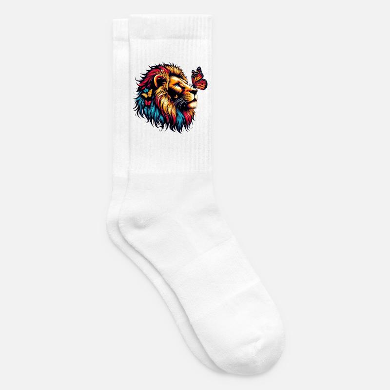 Löwe und Schmetterling - Tennissocken - Weiß