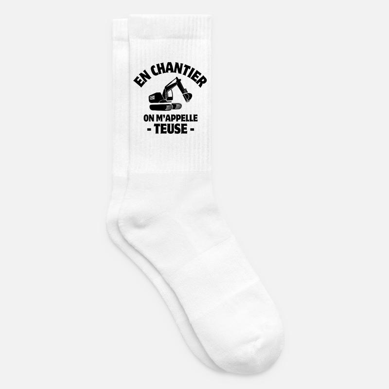 site manager, excavator, construction machine - Tennis socks - white