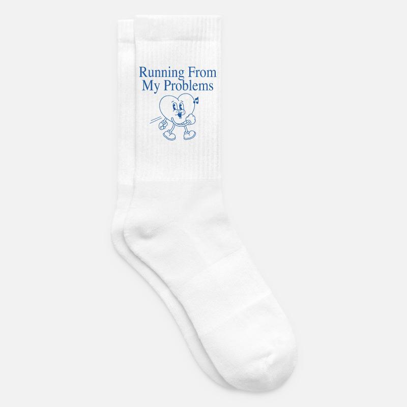 Laufendes Herz – Running From My Problems - Tennissocken - Weiß