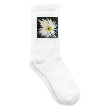 Edelweiss-black-white design - Tennis socks - white - Right