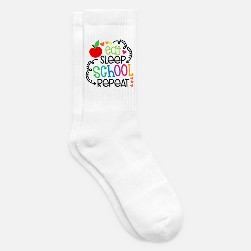 Manger, dormir, aller à l’école, répéter – Design - Chaussettes de tennis - blanc