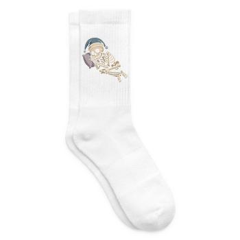 Skelett mit Weihnachtsmütze - Tennissocken - Weiß - Rechts