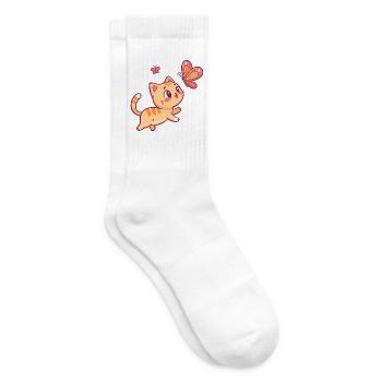 Chaton et Papillon en Joie - Chaussettes de tennis - blanc - Droite