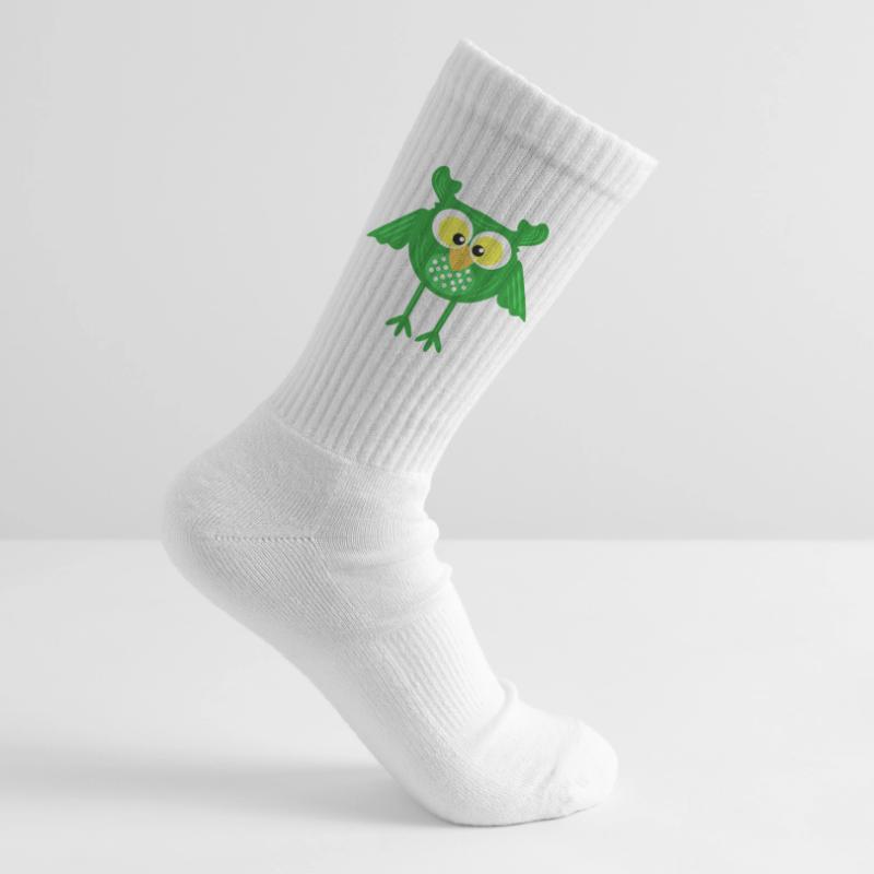 Grüne Eule mit langen Beinen Tennissocken
