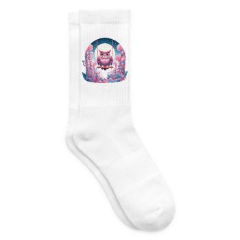 Nächtliche Eulen-Schaukel im Zauberwald - Tennissocken - Weiß - Rechts