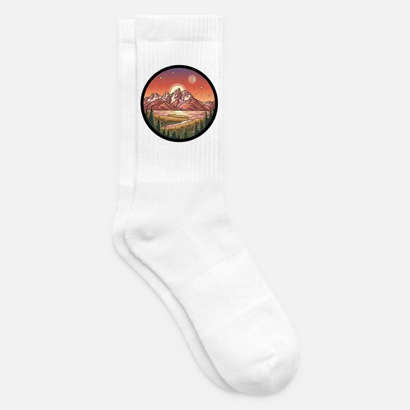 Moonlight Mountains Round Patch - Tennis socks - white