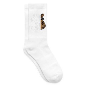 Make Money Not Friends Hustle Quote Saying Logo - Tennis socks - white - Right