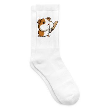 Funny guinea pig with bat cartoon - Tennis socks - white - Right