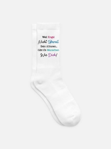 Weil Engel nicht überall, Besten Freund Geschenk - Tennissocken - Weiß