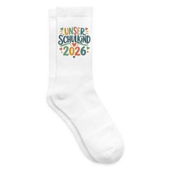 Unser Schulkind 2026 Einschulung Design - Tennissocken - Weiß - Rechts