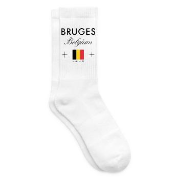 Brügge Belgien Koordinaten Reise Souvenir - Tennissocken - Weiß - Rechts