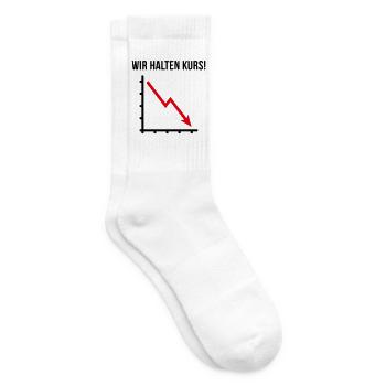 Wir Halten Kurs! (Fortschritt / Abwärts / POS 2C) - Tennissocken - Weiß - Rechts