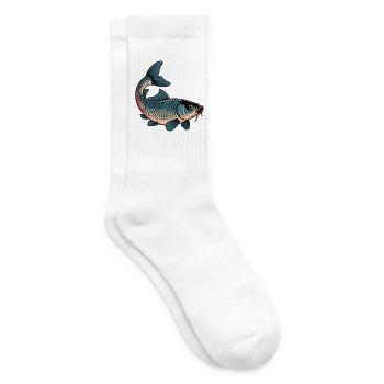 Koi im Blau-Weiß Muster - Tennissocken - Weiß - Rechts