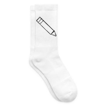 Bleistift handgezeichnet - Tennissocken - Weiß - Rechts
