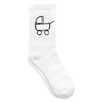 Kinderwagen handgezeichnet - Tennissocken - Weiß - Rechts