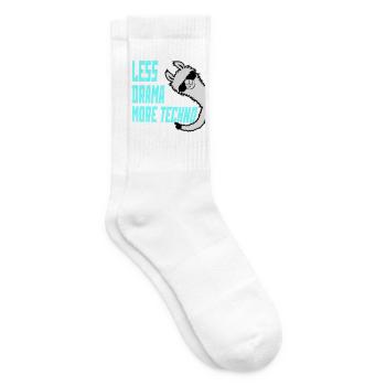 Less drama more techno Spruch Party Rave Cool Lama - Tennissocken - Weiß - Rechts