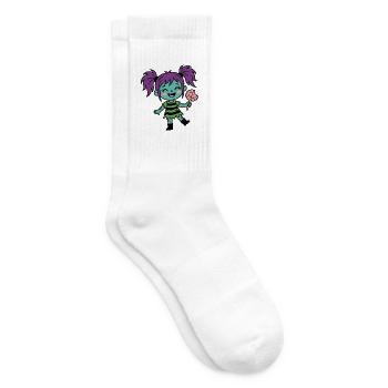 Süßes Zombie-Mädchen mit Zöpfen und Gehirnlutscher - Tennissocken - Weiß - Rechts