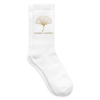 Ginkgo Gold Marmor – Edles Herbstblatt Geschenk - Tennissocken - Weiß - Rechts