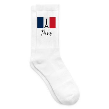 Paris Tricolore & Eiffelturm-Silhouette - Tennissocken - Weiß - Rechts