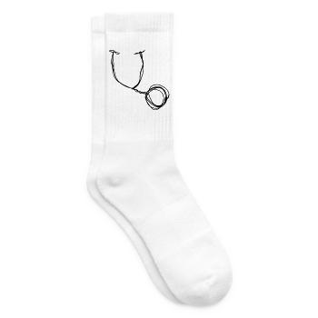 Stethoskop handgezeichnet - Tennissocken - Weiß - Rechts