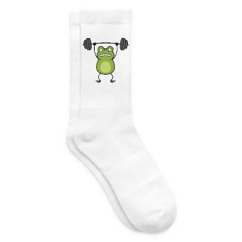 Frosch Gewichtheber Muskelaufbau Comic - Tennissocken - Weiß - Rechts