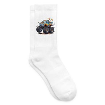 Flammen-Monstertruck Cruiser - Tennissocken - Weiß - Rechts