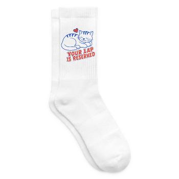 Schlafende Katze – Your Lap Is Reserved - Tennissocken - Weiß - Rechts