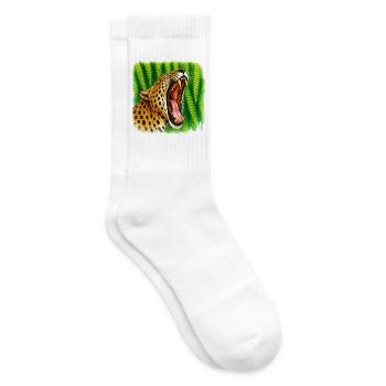 Leopard im Dschungel im Farbenspiel - Tennissocken - Weiß - Rechts