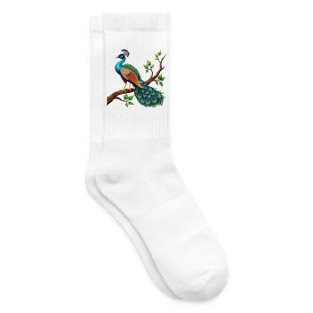 Einfacher Pfau auf Ast - Tennissocken - Weiß - Rechts