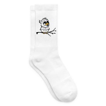 A little baby owl sitting on a branch - Tennis socks - white - Right