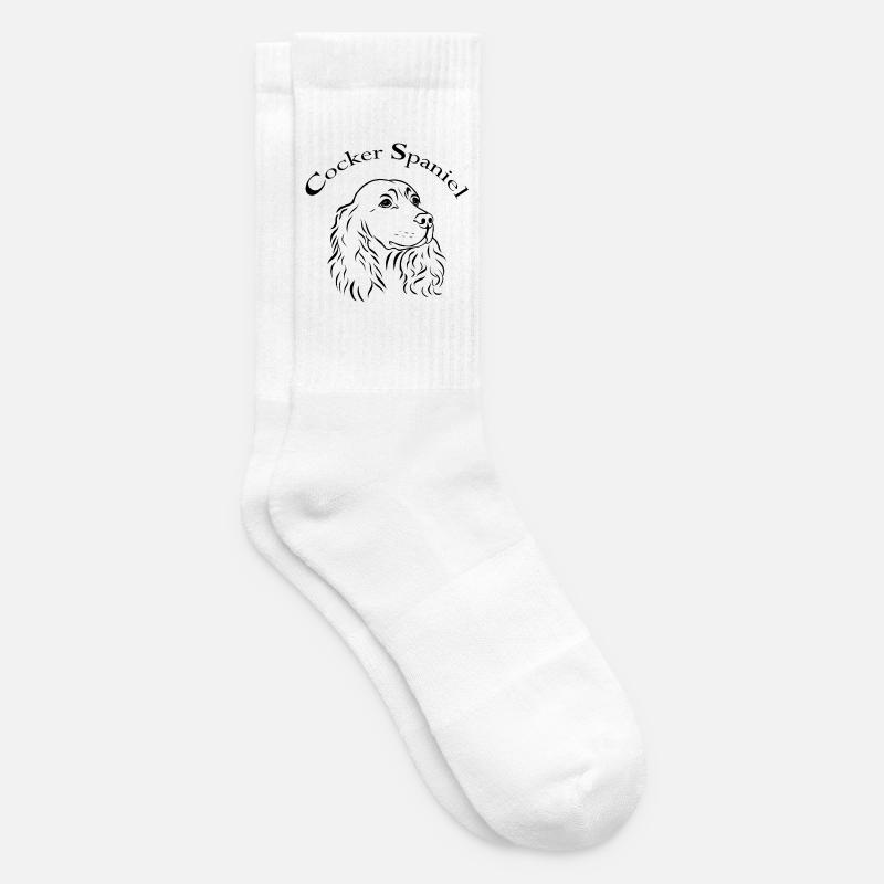 Cocker Spaniel Portrait - Tennis socks - white