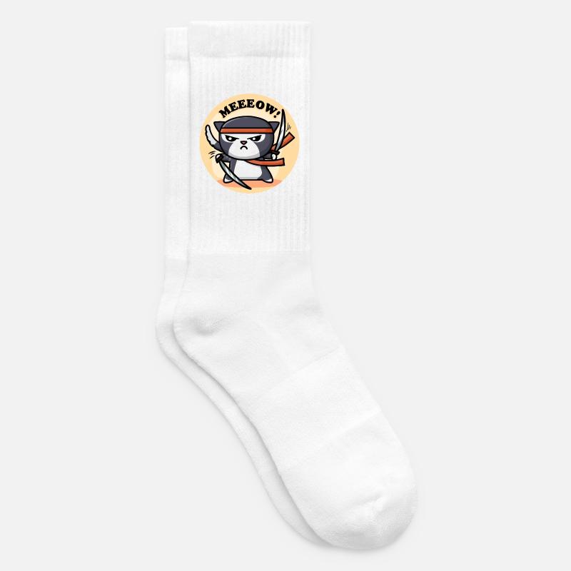 Mignon Chat Ninja - Chaussettes de tennis - blanc