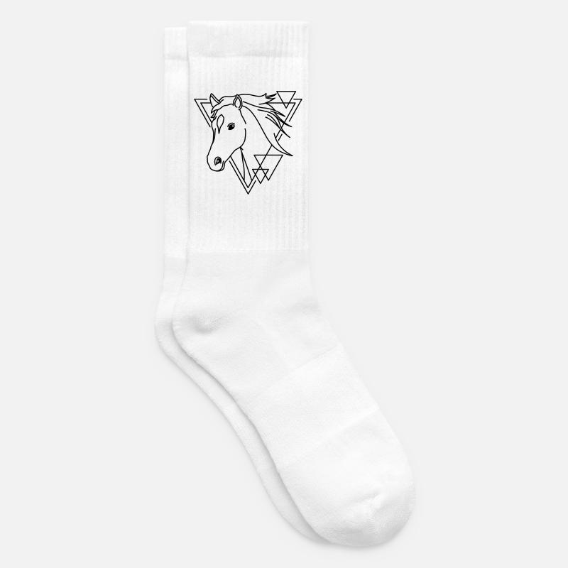 Cheval en forme géométrique - Conception d’art au trait - Chaussettes de tennis - blanc