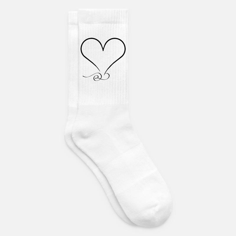 Verschnörkeltes Herz–minimalistisch & einzigartig - Tennissocken - Weiß